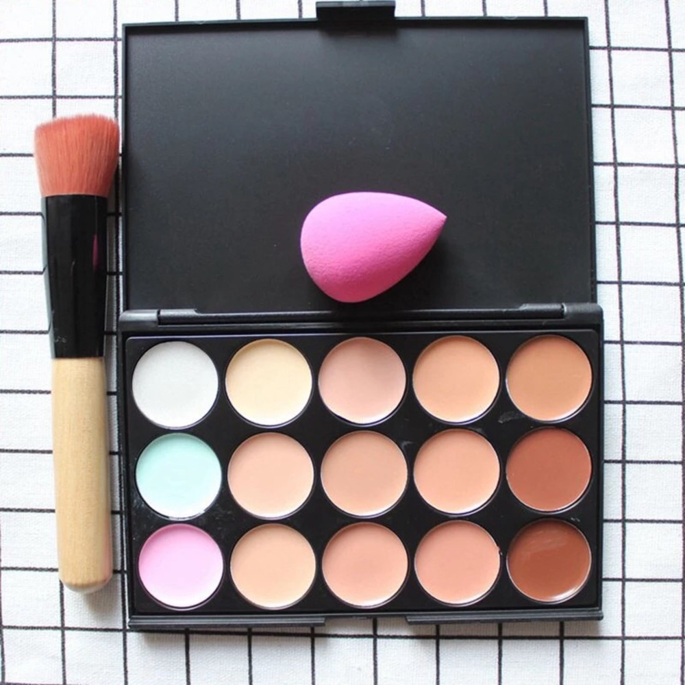 Concealer Palette +1 Sponge Puff+1 Powder Brush•